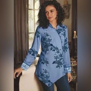 Soft surroundings women’s size L Tranquil Blooms blouse